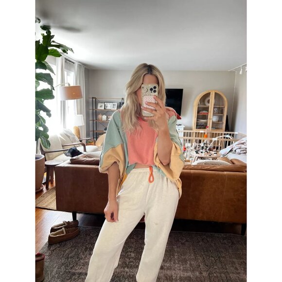 FREE PEOPLE Sidewalk Sweatshirt in Sunrise Combo Size X-Small - Picture 13 of 13